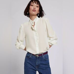 A Loves A silk ruffled button down blouse